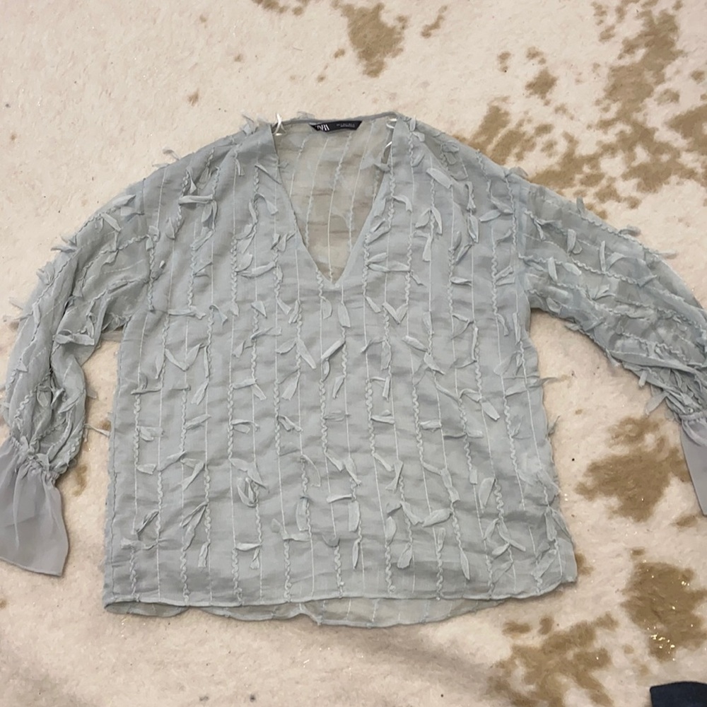 Zara Fringe Blouse Size Small